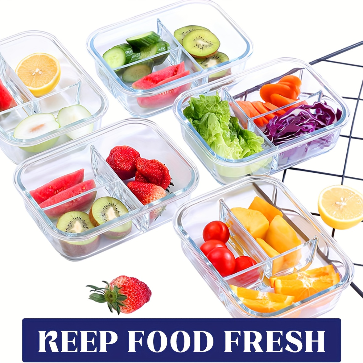 set med 4 tredelade glasförvaringsbehållare 1040 ml (med - Temu Sweden