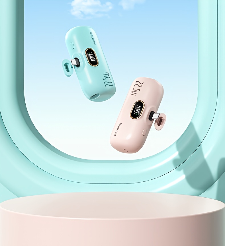 迷你便携充电宝5000毫安，带led电量显示，体积小巧容量大，22.5w超级快充，内置type-c接口，轻便易携，适用于三星/小米/ 等手机，应急备用电源, 旅行充电器,轻量化充电器,时尚移动电源,可靠的移动电源,usb-c 充电器,户外爱好者,科技爱好者 商品详情 20