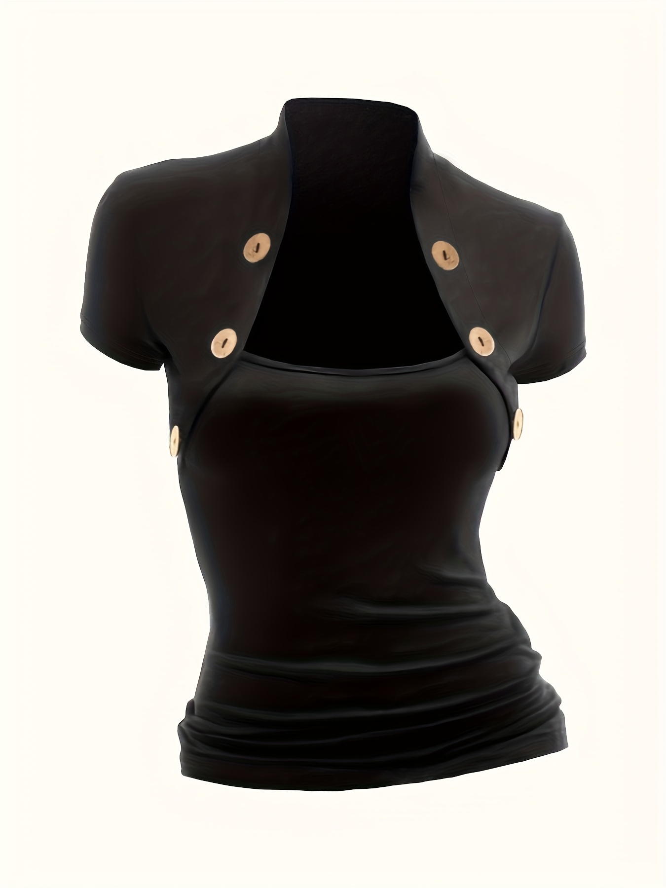 Plus-Size Short-Sleeve Blouse Button-Front Top - Round Neck Casual Button-Front Placket Shirt, Solid Color Machine Washable Spring Summer Blouse Button-Front Buttoning Suitable for Warm Weather Casual Attire