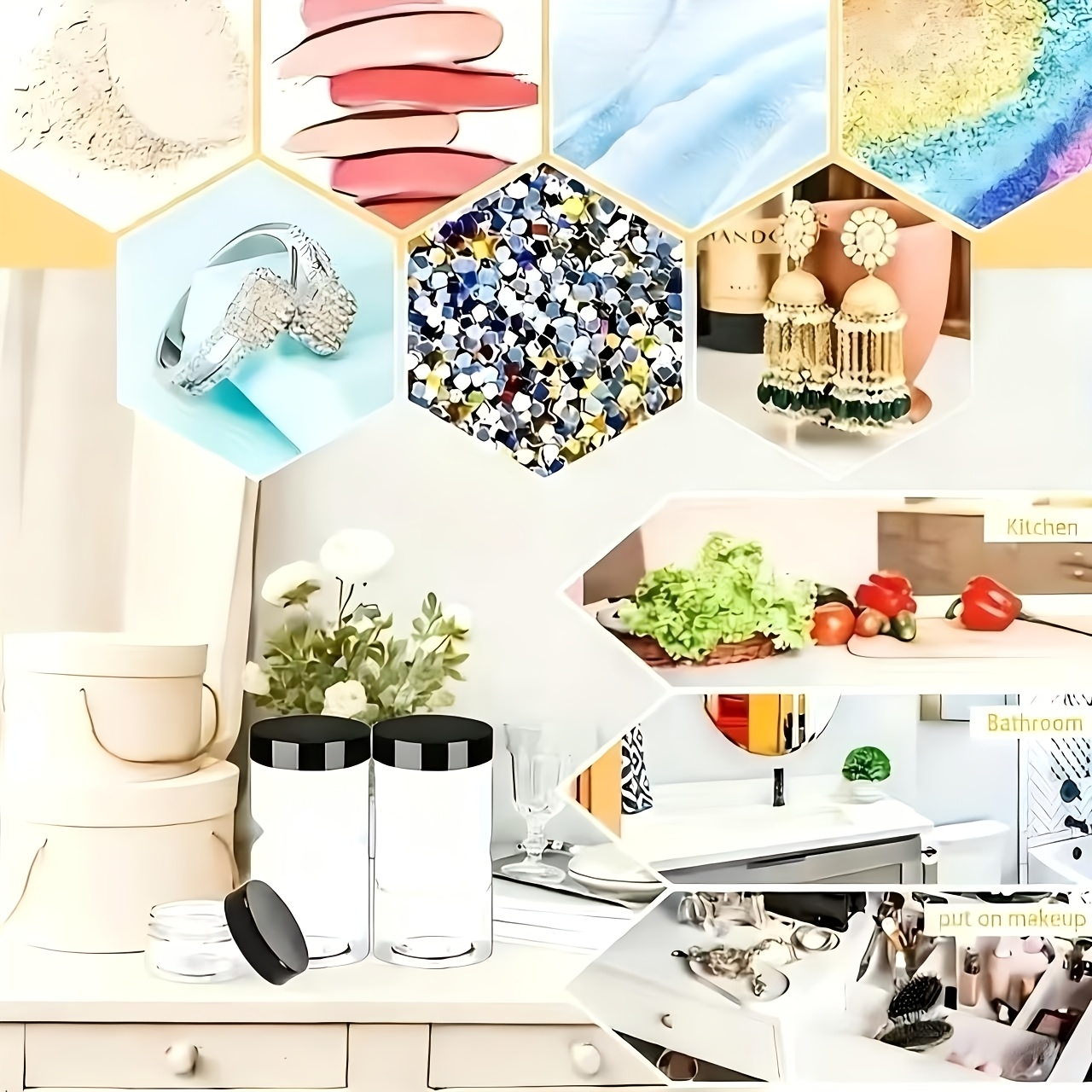 6pcs 600ml/20oz Plastic Airtight Storage Jars with Gasket, Strong Seal, Plastic Mason Jars for Kitchen Use, Suitable for Dried Fruits, Honey, Nuts, Kitchen, and Home Organization