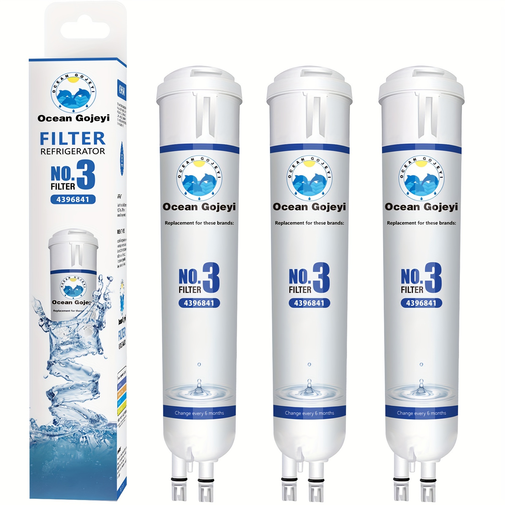 

3pcs Refrigerator Water Filter Compatible With 4396841, 4396710, , Filter 3, 9030, 9083, 46-9030, 46-9083