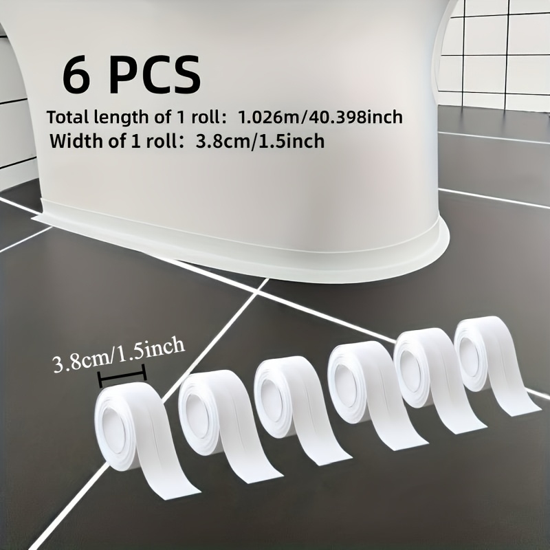 E-shop 6 Rollen Selbstklebende Wasserdichte Dichtungsstreifen für Badezimmer Küchen, Langlebiger Hochwertiger Kleber, Einfach Abreißen Anbringen,