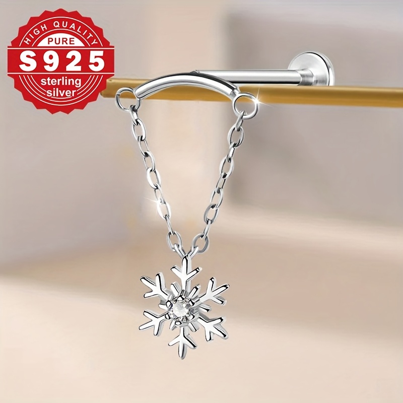 Women's S925 Silver Snowflake Earrings with Zirconia