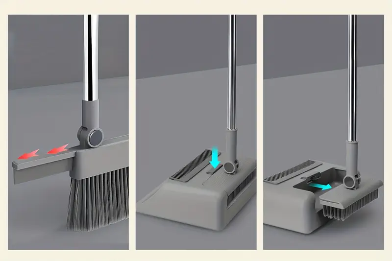 4 in 1 heavy duty all in one cleaning kit broom dustpan squeegee floor brush foldable space saving multi surface hard floor convertible sweeper mop system with durable plastic for home office bathroom Product details 3