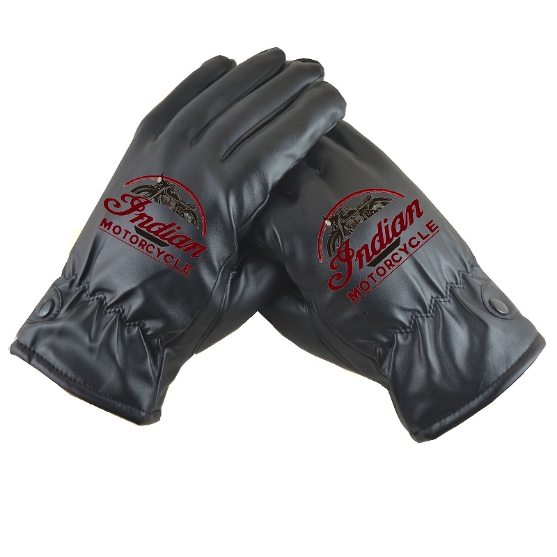 

1pc Retro Men's Gloves - Velvet-lined Pu Leather, Touch Screen Compatible, Water-resistant, Ideal For Cold Weather Outdoor Activities, , Non-textile,