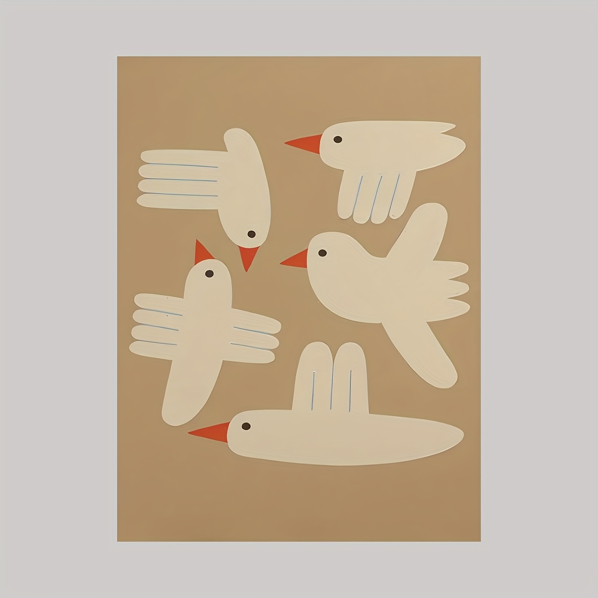 Image of 2d Flat, 1pc Minimalist Bird Wall Art, Abstract Print, Neutral Nursery Decor, Animal Poster, Modern Scandinavian Art, Boho Decor, Unframed,halloween Christmas Decor