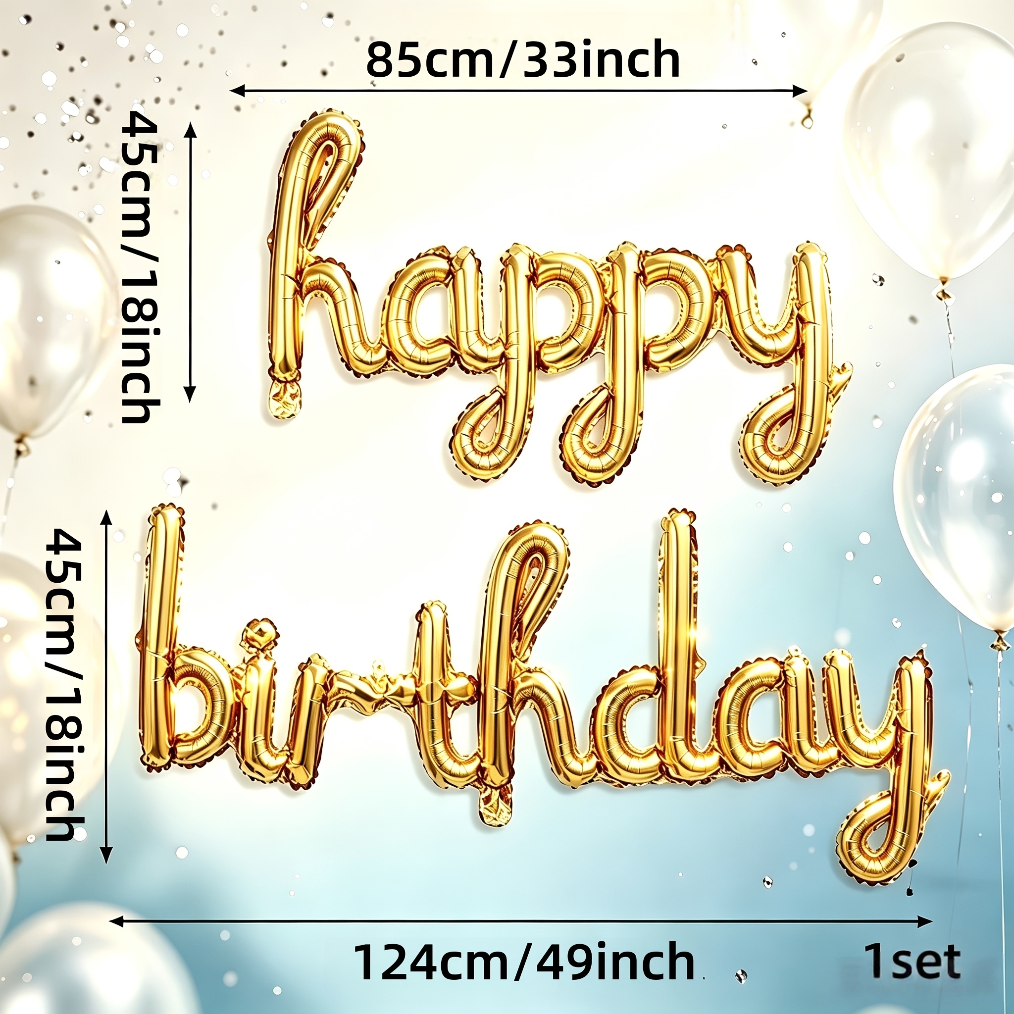 TEMU 1 Set, Doré, Violet, Rose, Argenté, Bleu, Or Rose, Lettres Conjuguées Anniversaire Ballon en Aluminium, Boule en Aluminium Anniversaire,