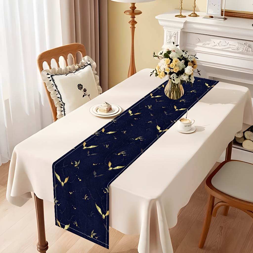 TEMU Wb Authorized 1pc Background Golden Thieves Flying Harry Potter Theme Table Flag, Used For Indoor/outdoor Decorative Linen Rectangular