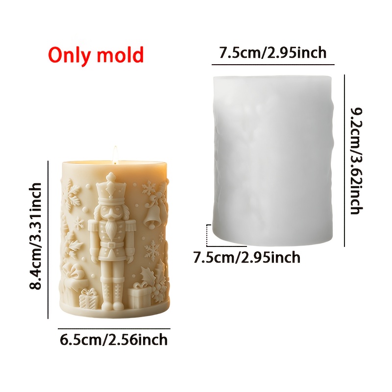 TEMU Resin Silicone Mold - Nutcracker Soldier Cylindrical Silicone Mold, Christmas Snowflake Gift Relief Candle Gypsum Drop Jewelry Holiday Tabletop