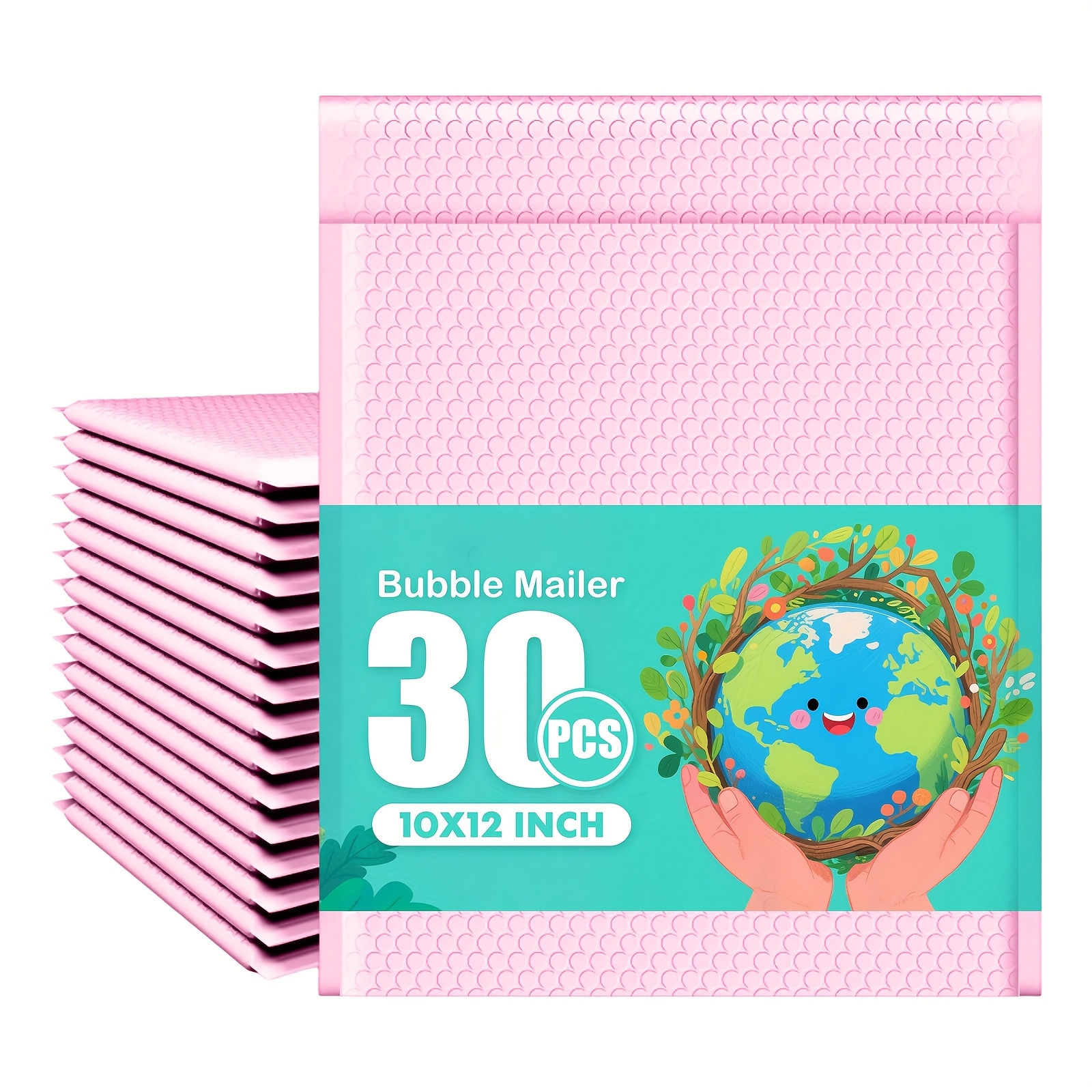 TEMU 30 Pack 10x12" Pink Bubble Mailers - Waterproof Padded Envelopes With Cushioned Protection For Small Business Shipping, Jewelry, Electronics &