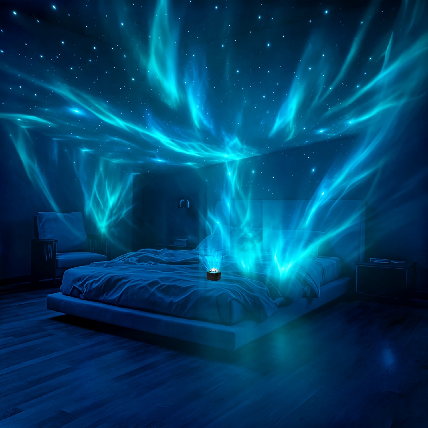 TEMU Aurora Projection Lamp With Rgb Galaxy Voice-controlled Night Light, Touch Control, Suitable For Christmas/decoration, Usb Led Projector Light