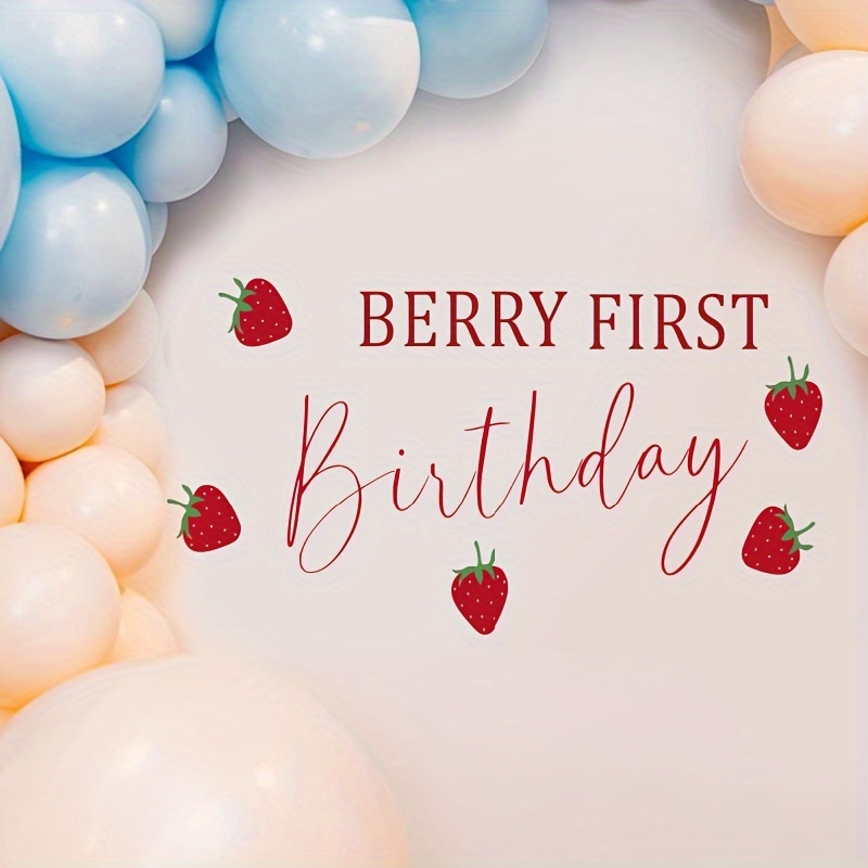 Image of Whimsical, Strawberry & English Party Wall Decals - Removable Pvc Stickers For Living Room, Entryway, Bedroom Decor