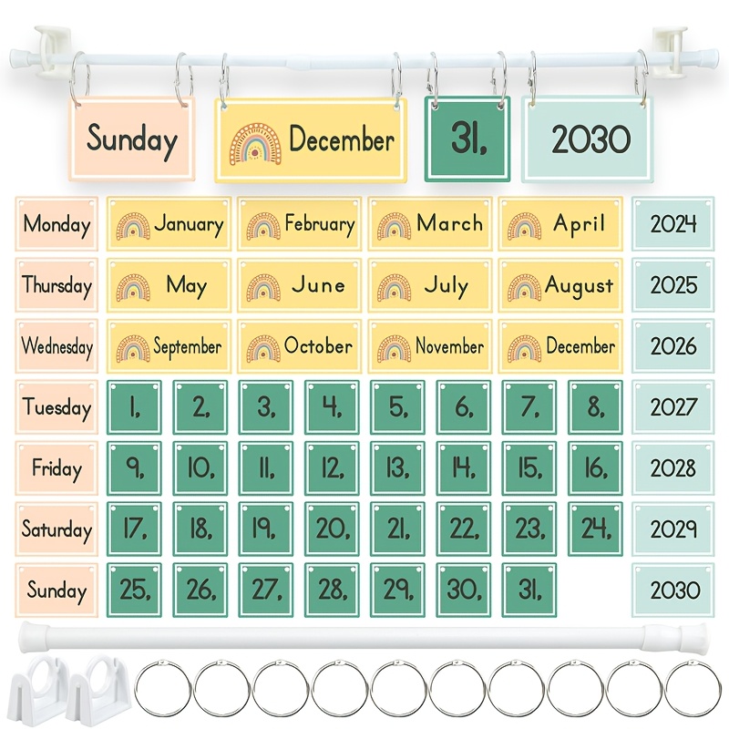 Magnetischer Flip-Kalender Für Klassenzimmer – Wissenschafts-Design, Mit Halter & 56 Karten (Jahre Bis 2030)