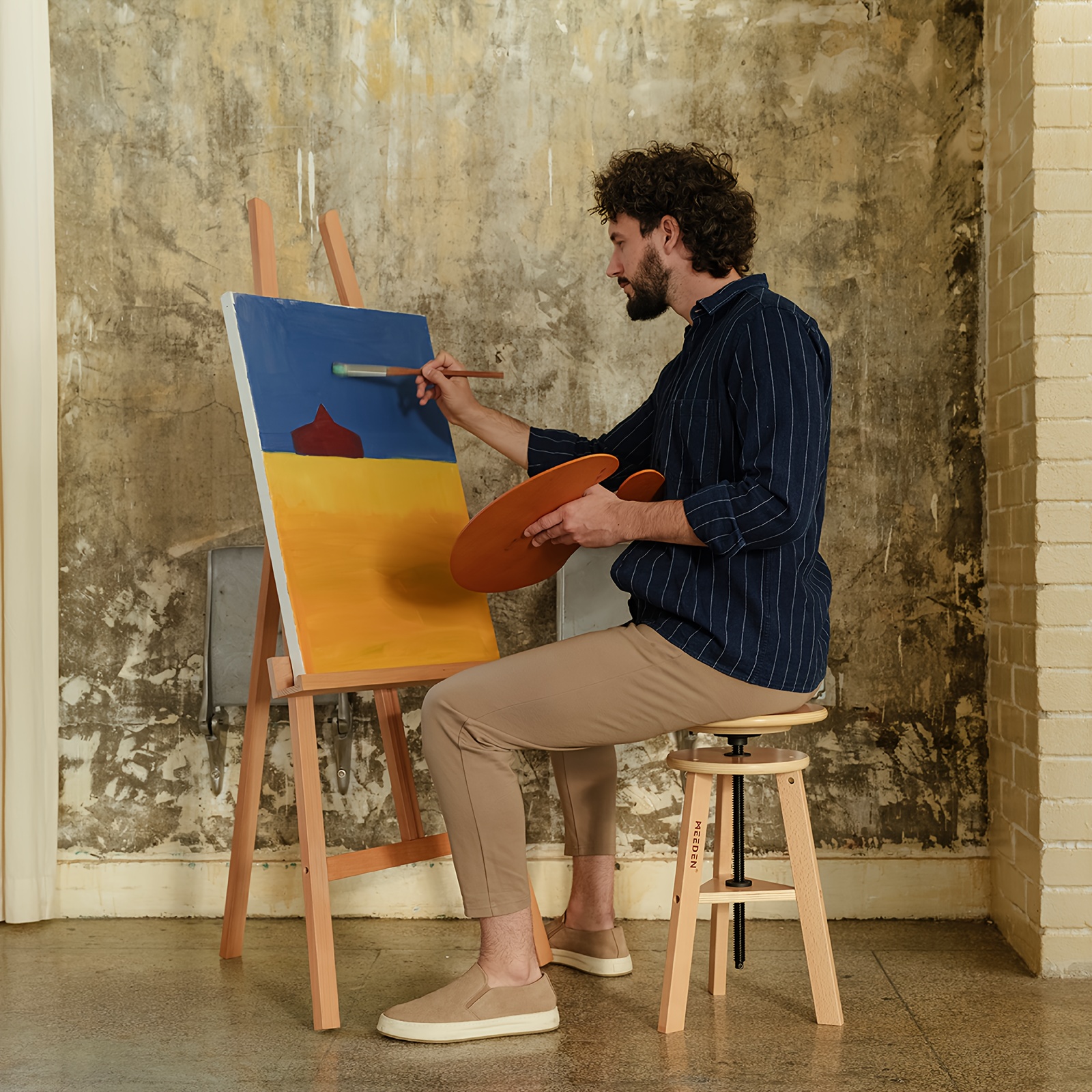 wooden drafting stool adjustable height artist stool Temu