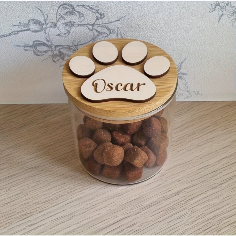 TEMU A Dog Treat Jar With A Lid And Paw Print, Personalized With "spike's Snacks" - A Round For Dog Biscuits, Suitable For Training Treats