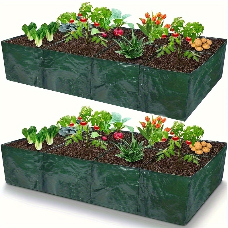 

2- Fabric Raised Garden Bed With Drainage Holes, Collapsible Portable Divided Planting Bags, Multi-compartment Grow Bags For Vegetable Seed Germination, No Electricity Or Battery Needed