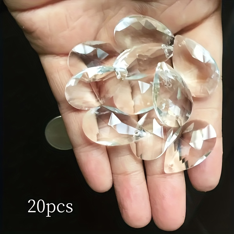 Image of 20pcs 22mm Teardrop Glass Crystal Pendants - , Clear Prism Beads For Window, Porch, Balcony Decor, Parties, Weddings, Making - Perfect For Halloween & Christmas
