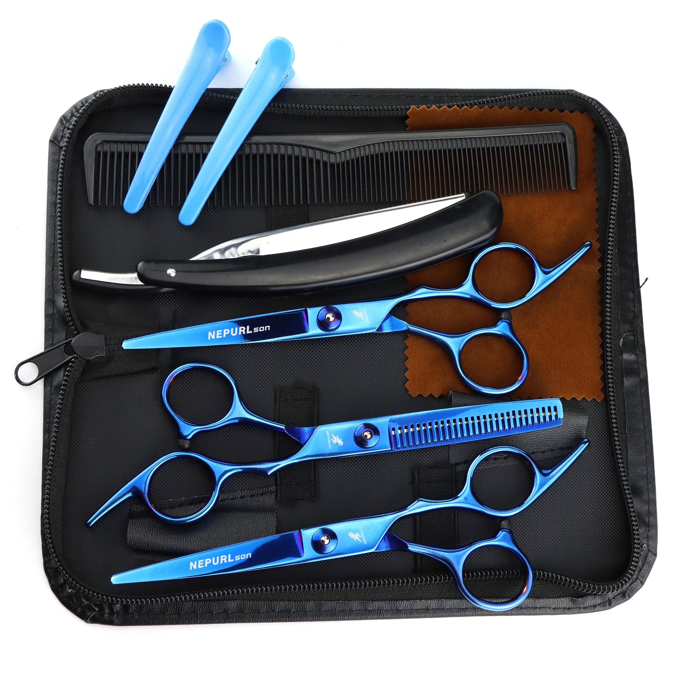  9pcs professional haircutting scissors set 6 0 inch texturizing thinning shears for all hair types right handed scent free Product details 10