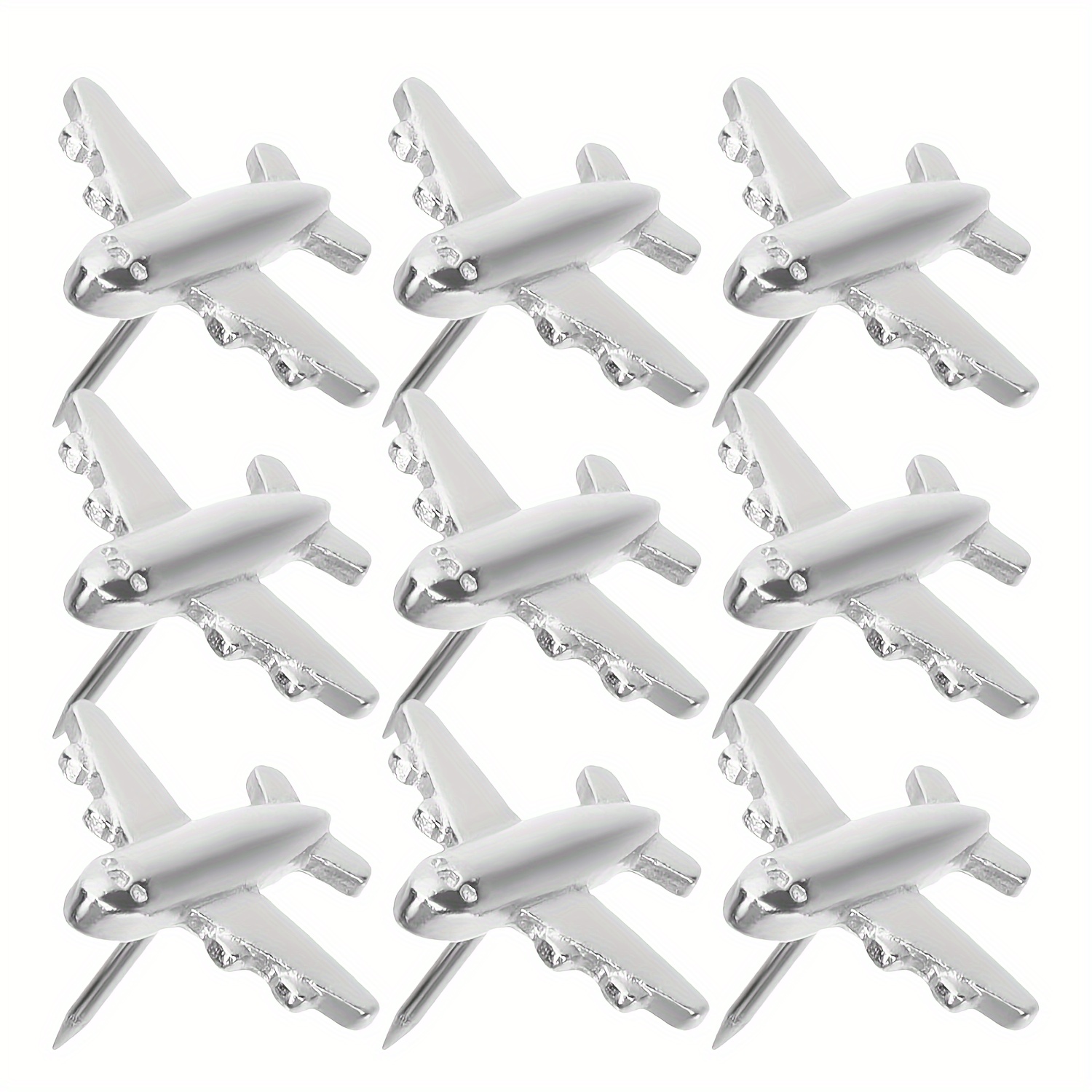 

12pcs Airplane-shaped Metal Push Pins - Durable Thumbtacks For Bulletin Boards, Maps & Photos - Decorative Office Supplies