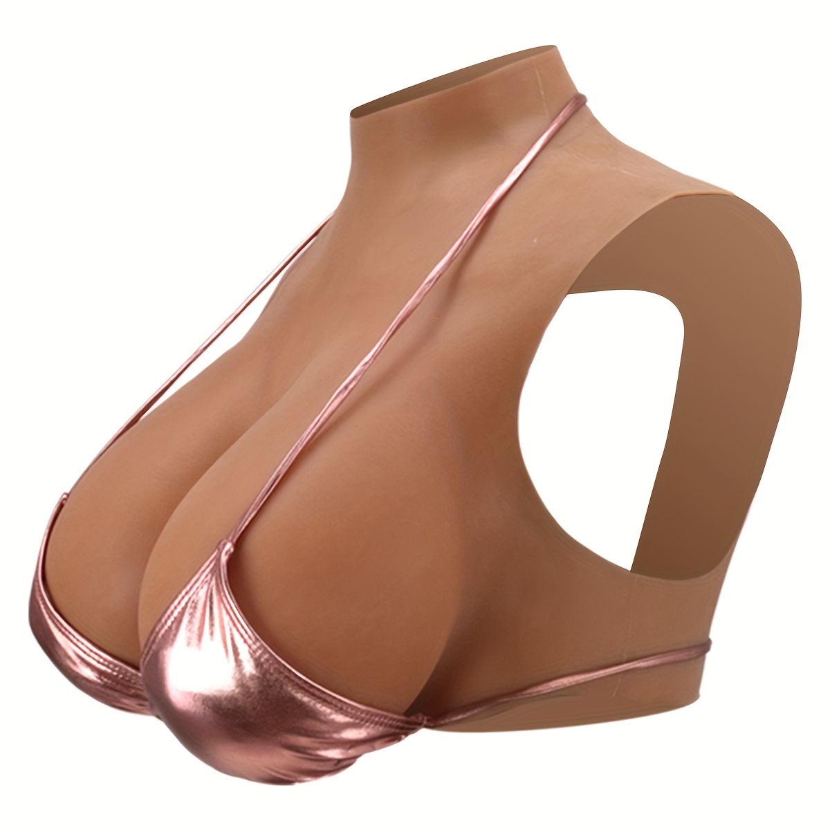 silicone chest piece designed for crossdressers and drag queens tan shade filled with cotton featuring a back opening design   in   sizes   g k z