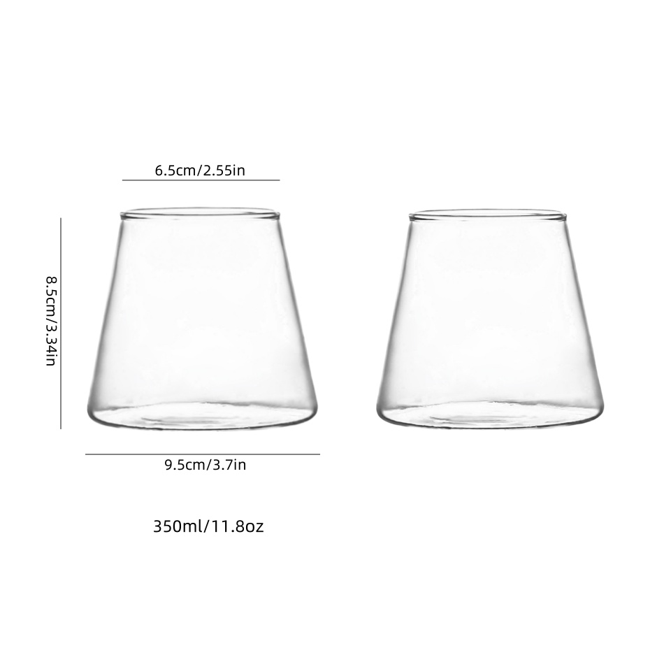 E-shop 2er-Set rechteckige, durchsichtige Glasbecher, wiederverwendbar, gefriergeeignet, ideal für Cocktails, Bier, Whiskey, Wasser und Saft, für