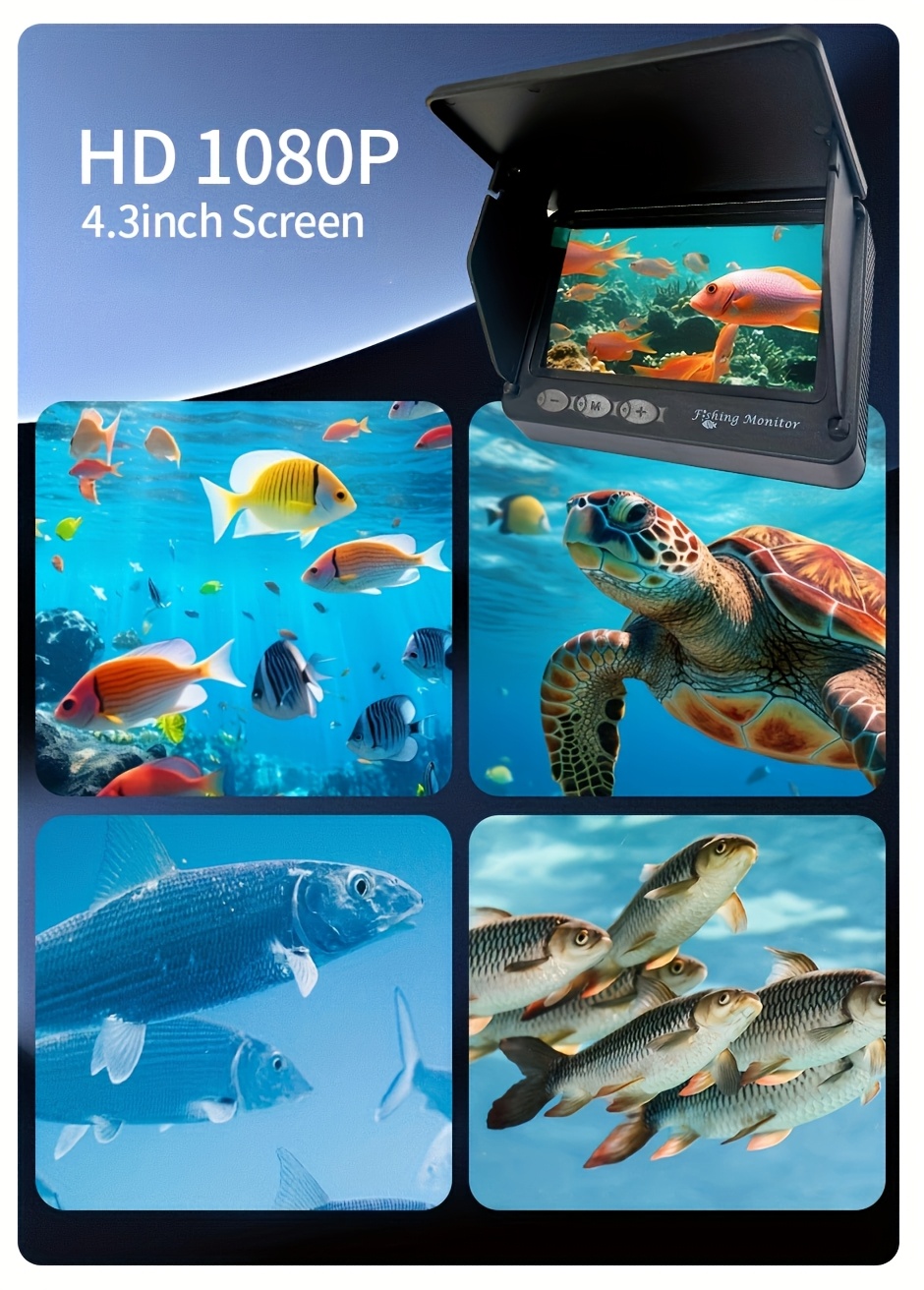 1pc HD žvejybos monitorius su 4,3 colių ekranu, 30m po vandeniu rodomas, nakties režimas, maitinamas litių polimero baterija, nešiojamas ankerio žvejybos monitorius su kamera