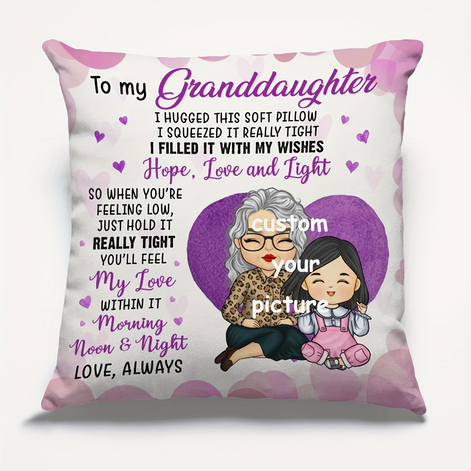 

1pc, (customized)short Plush Decor Single Sided Printing 18x18 Inch You'll Feel My Love Within This Pillow Family Personalized Custom Pillow Gift For Grandchildren (no Pillow Core)