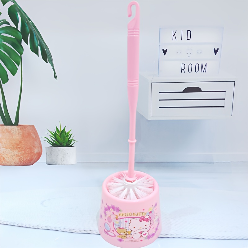 

Sanrio Toilet Brush With A Base Featuring Hello Kitty And Melody For Cartoon-style Bathroom Cleaning.