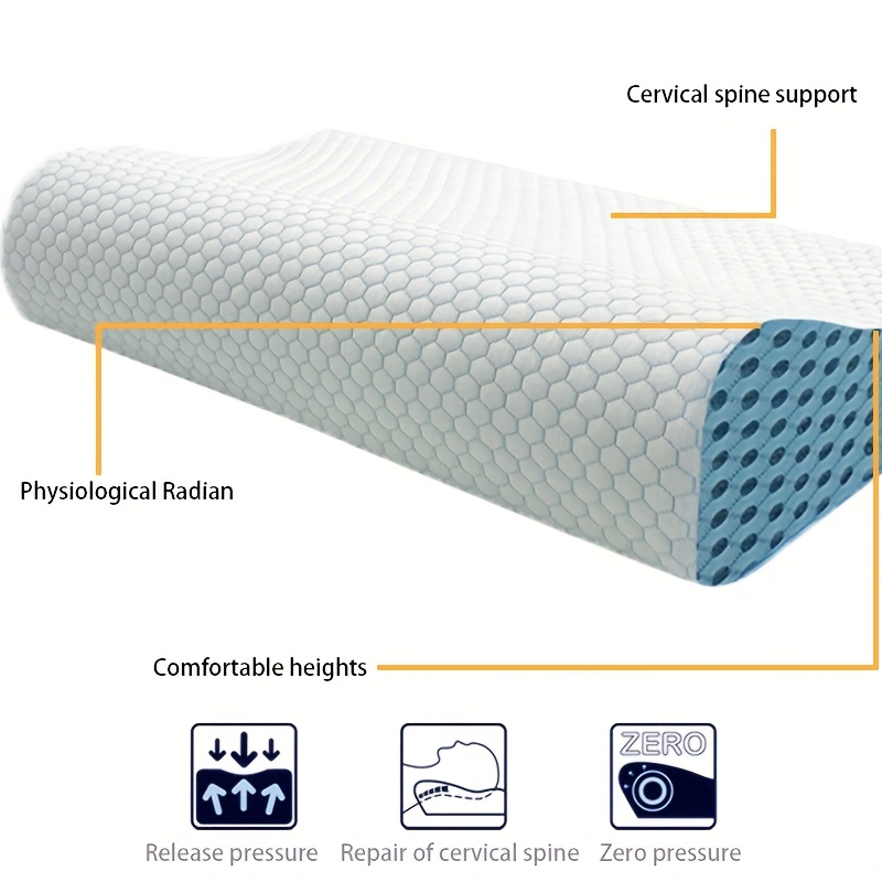 Neck Care Memory Pillow with Ergonomic Design, Dual Height for Different Sleeping Preferences, Honeycomb Fabric for Comfortable Micro-Environment, Slow-Rebound Zero Pressure Technology – Healthy Sleep