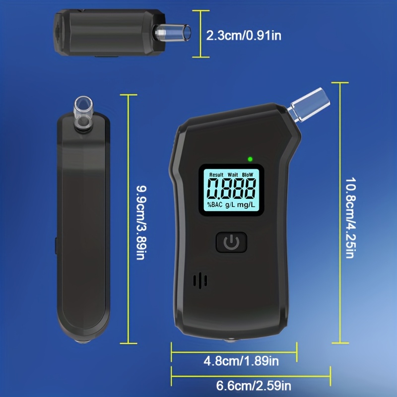 Personal Drive Pro Portable Breathalyzer with LCD Screen & BAC Tester - High-Accuracy Blow Alcohol Detector, Sound/Visual Alerts, Compact for Driving, Sobriety Testing, Parties, - Compatible with 10 Mouthpieces ( - Image 5