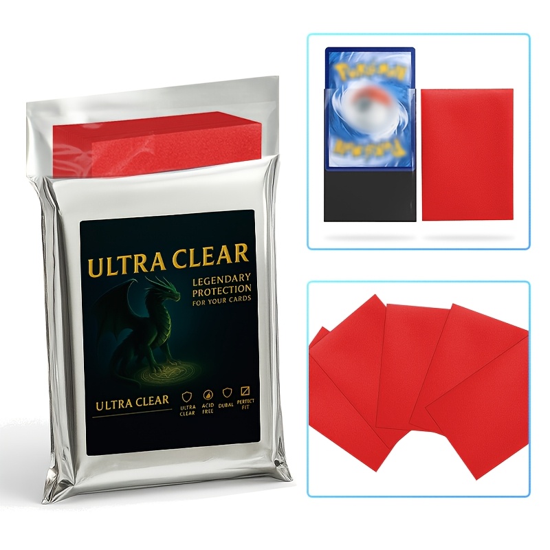 black and red card sleeves Realm Guard Each pack contains 100 card sleeves that are 66mm x 92mm in size 100 Premium Bi-Color Card Sleeves