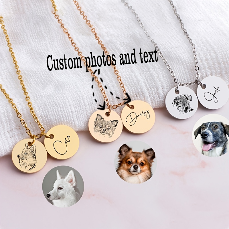 

Personalized Pet Photo Necklace - Stainless With Nameplate Pendant - Elegant Custom Memorial Jewelry Gift For Pet Lovers, Birthday Gifts, Dog Mom