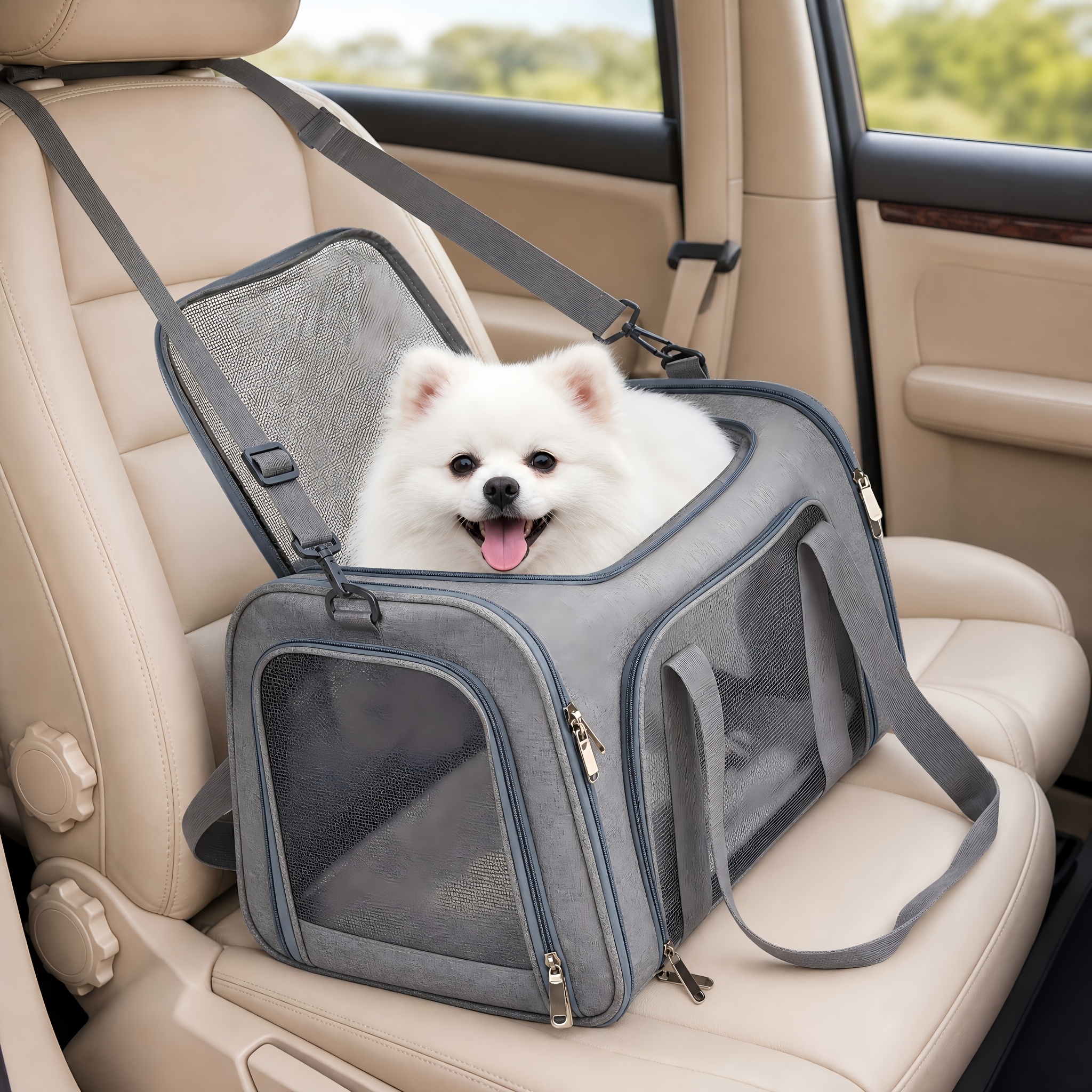 soft foldable   for small medium   up to   breathable portable travel pet transport crate halloween christmas holiday outdoor puppy kitten handbag gray black Product details 7