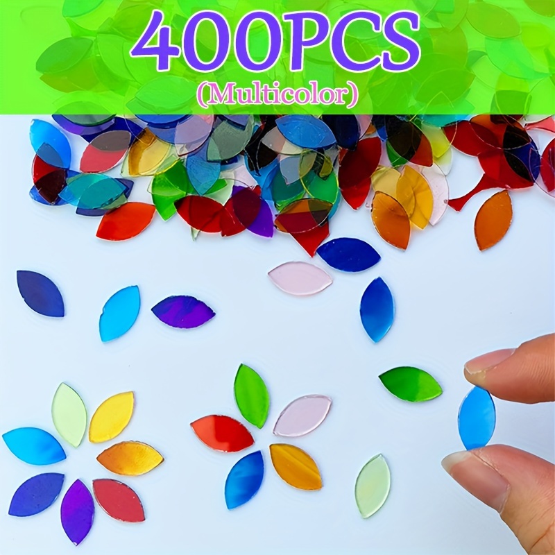 70/200/400pcs Multicolor Leaf-shaped Glass Mosaic Tiles - Diy Crafts, Lamps & , Diy Craft Materials