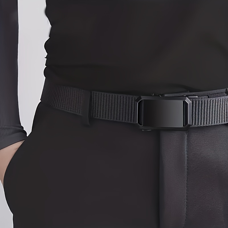 2pcs Men's Adjustable Canvas Belts with Automatic Buckle, Durable