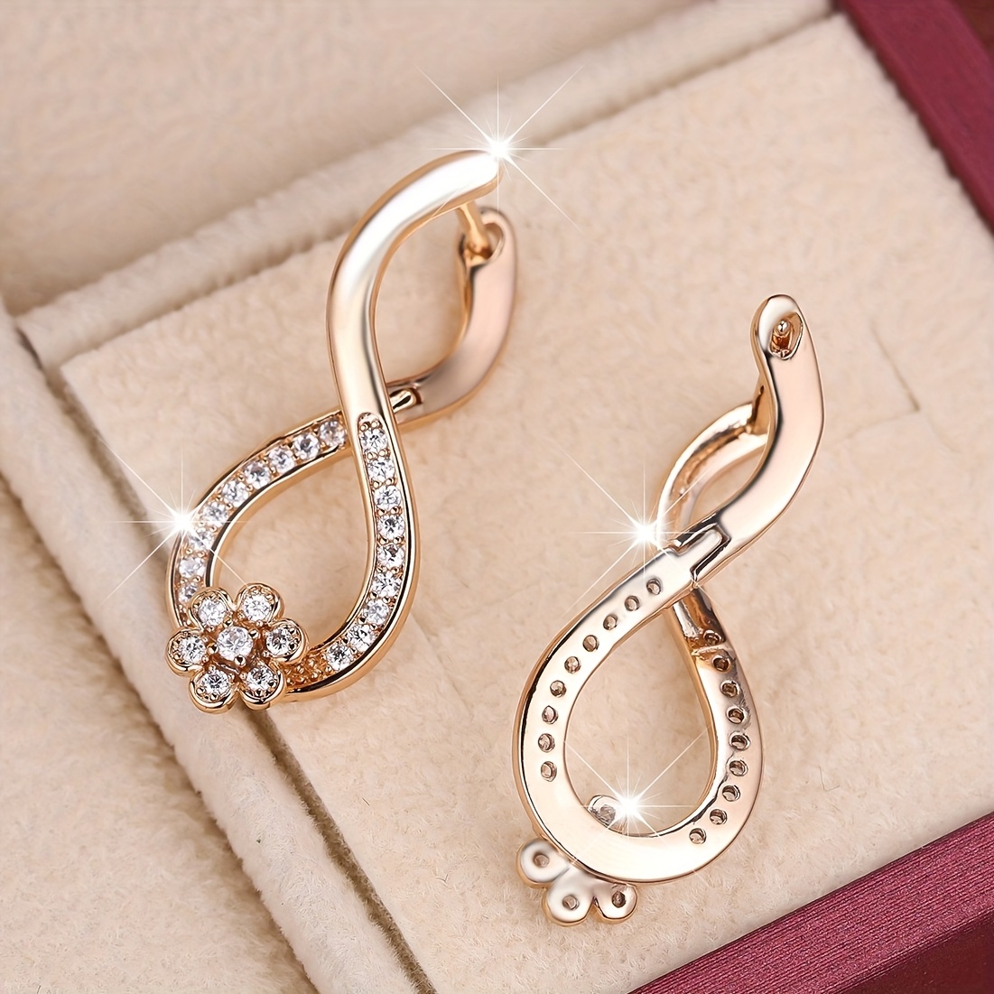 Women's Interwoven Floral Hoop Earrings, Elegant for Parties