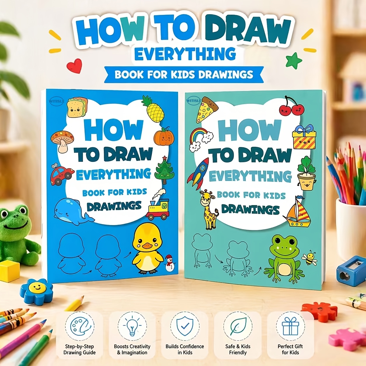 TEMU Paquete de 2 libros "Cómo Dibujar Todo" para niños | Guías de dibujo con ilustraciones vívidas, instrucciones , ideal para mayores de 3 años |