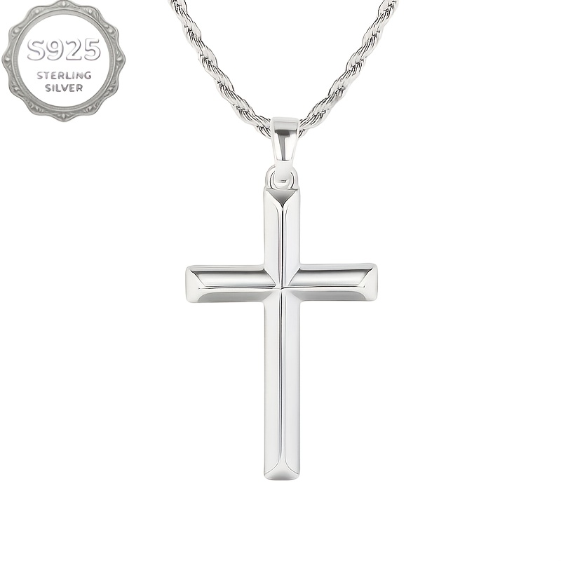 Image of 925 Pendant Necklace For Men Women, Durable Twisted Rope Chain, Waterproof And Fade-resistant End, Perfect Gift For Him On Father's Day, Christmas, Or Graduation, With Free Gift Box