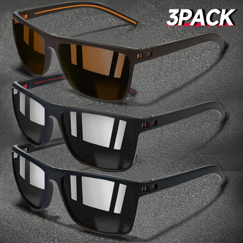 

3-pack Men's Glasses, Classic Retro Style, Unisex, For Driving, Fishing, Travel, Biking, Golf - Tac Lens, , Polarized, , No Accessories Included