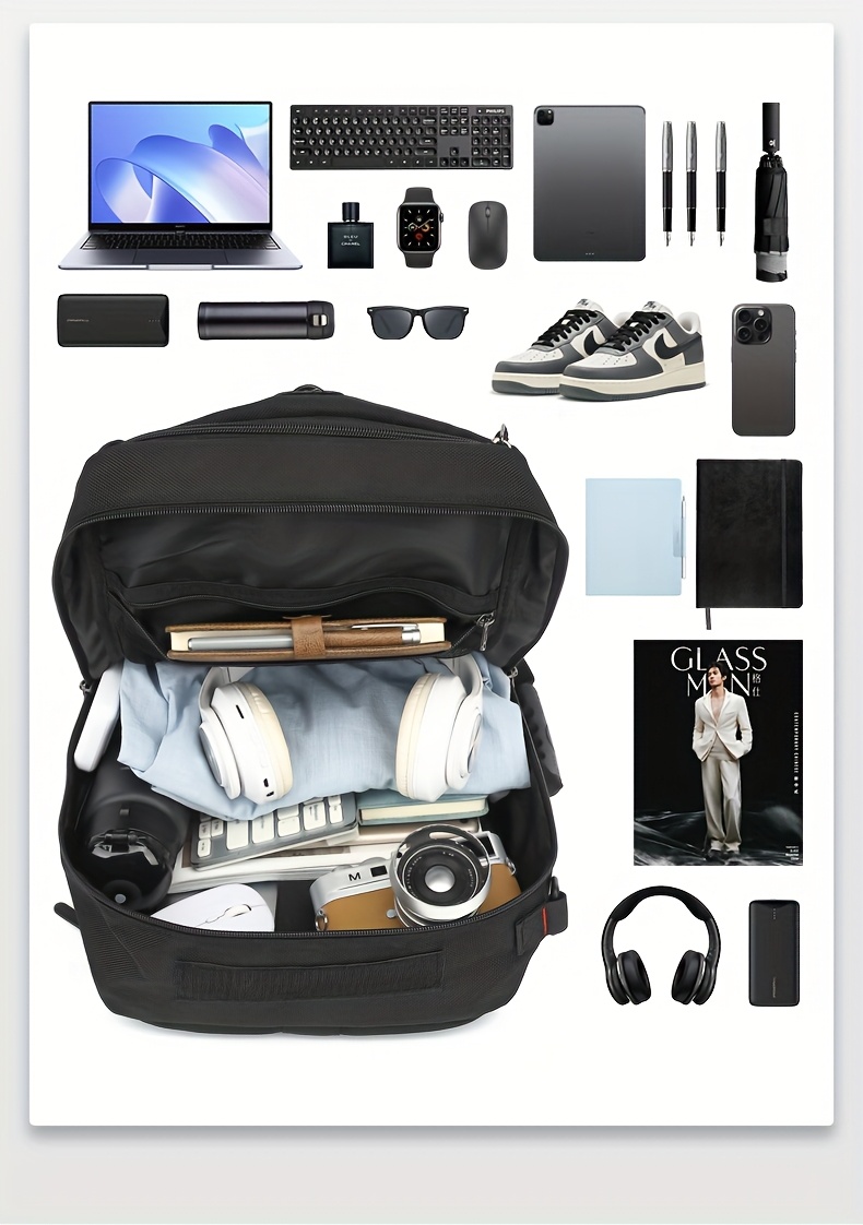 1 SAC À DOSEUR TOURISTIQUE Homme Grande Taille 55-60L Sac à Dos Extérieur Robust avec Poche Chaussures, Convertible en Randonnée/Sac de Voyageur, Nylon Imperméable pour Pluie Intense, Compartiment Principal Verrouillé et Fente Tablette/Ordinateur Portatif