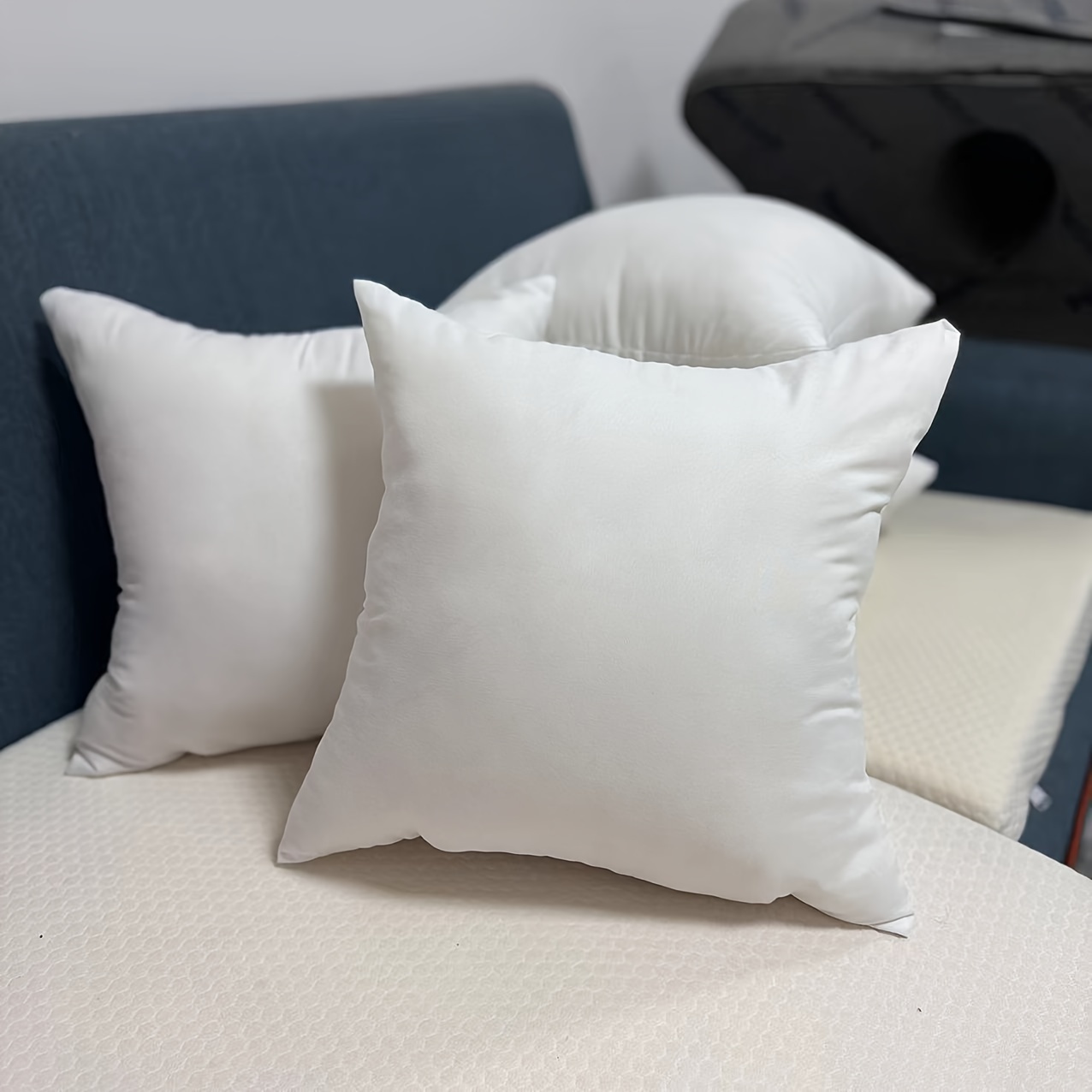 4pcs white high elastic throw pillow core sofa   square pillow core for car lumbar pillow core for bedroom details 0