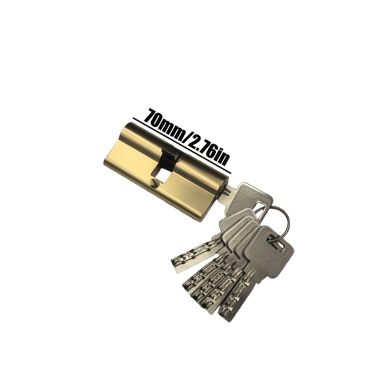 TEMU 1 pièce Cylindre de serrure de porte intérieure de 16,8 mm européenne - Coque en aluminium avec noyau en cuivre, inclut 6 clés, convient pour