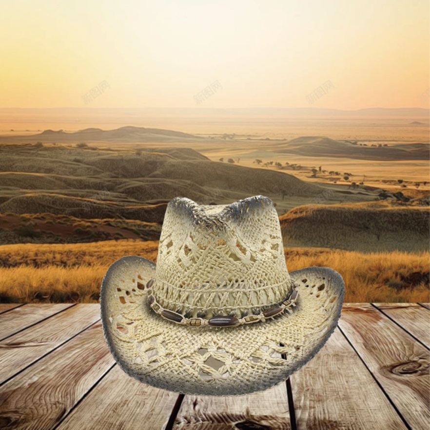 women summer western cowgirl hat bead belted wide brim straw Temu
