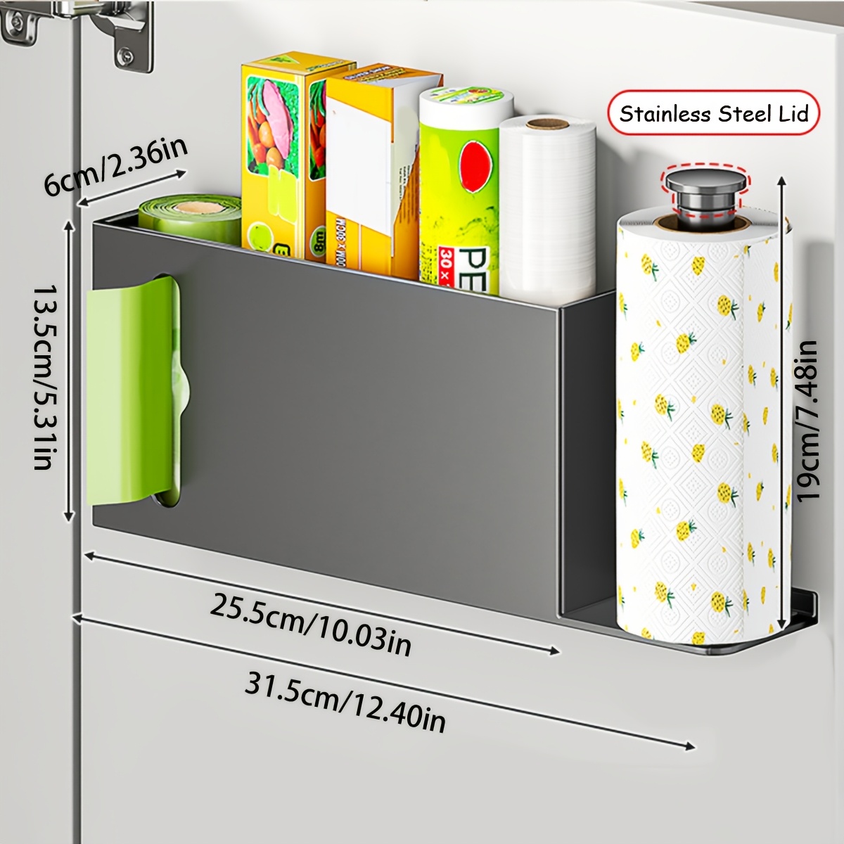 TEMU Porte-essuie-tout et étagère de rangement de cuisine AmoiChic — Convient pour de bains, cuisines et camping-cars — Design moderne — —