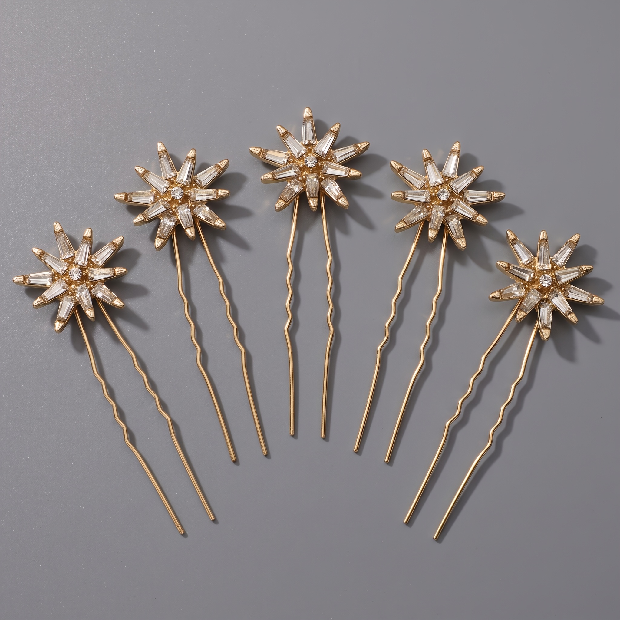 TEMU Lot de 5 pinces à cheveux étoiles style forêt, pince en U à strass pour mariée, coiffe pour de mariage, accessoires de cheveux pour dîner de