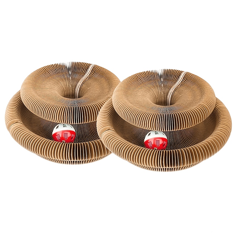 TEMU Folding Accordion Cat Scratching Post And Interactive Toy With Scratching Ball. Space-saving, Made Of Thick Scratch-resistant Paper, Foldable