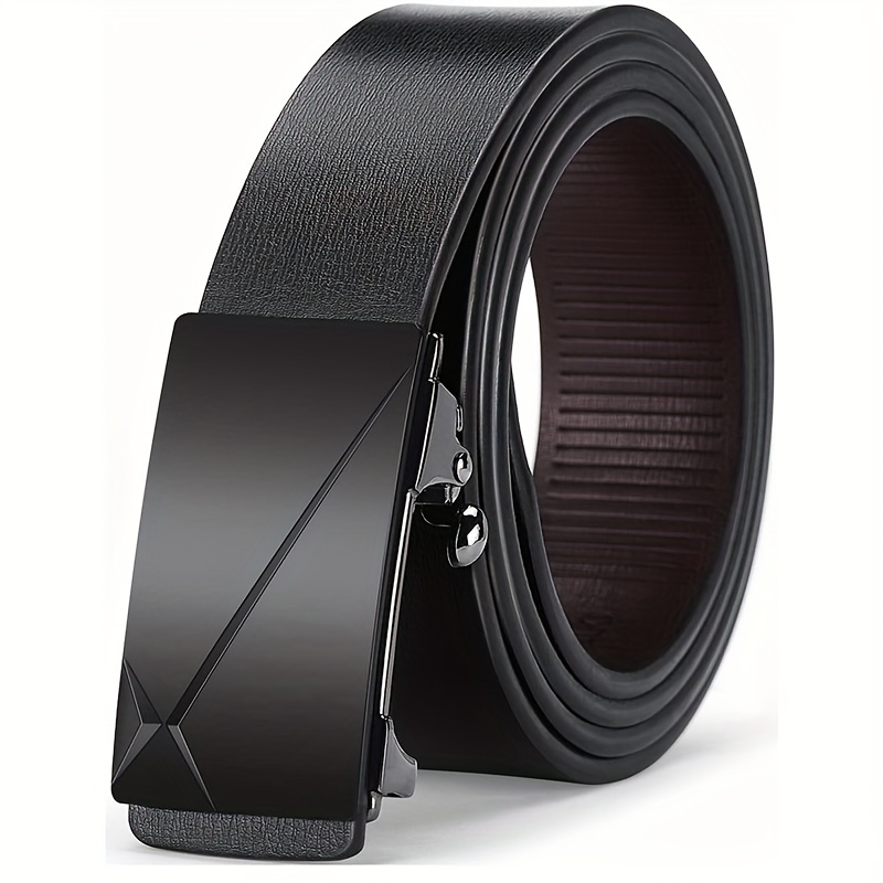 

Genuine Leather Men's Belt, Automatic Buckle, Casual Simple Pants Belt, Cowhide Men's Belt