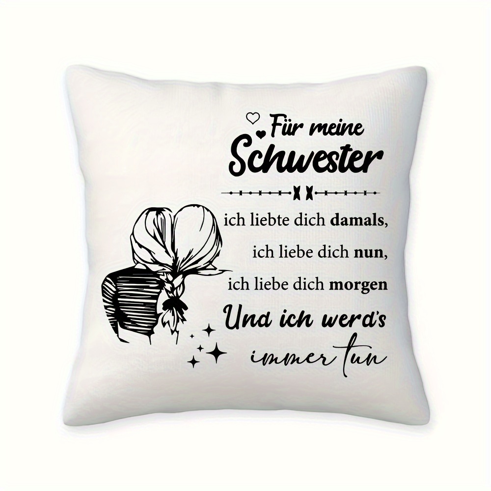 

1pc, 18x18 , Language , Cushion , Washable, , Sister , For Sofa Decor, , No