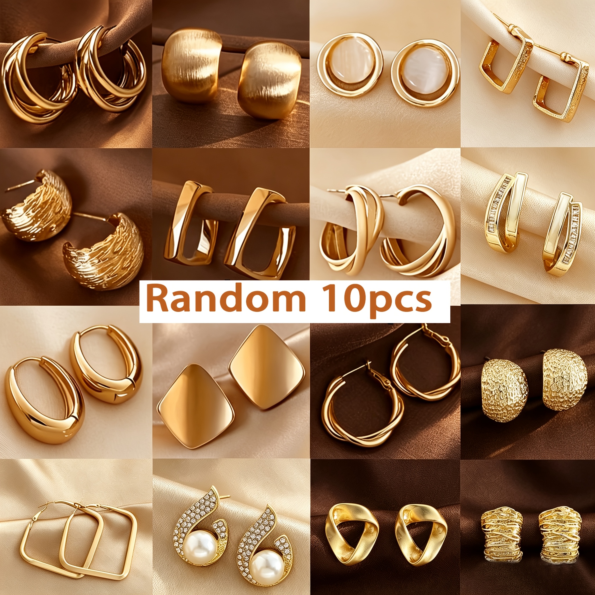 TEMU Set de 10 aretes geométricos para mujer, elegantes aretes colgantes de C, ideales para el uso diario, fiestas y viajes, regalo para Navidad, Día