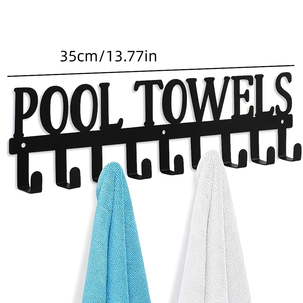 TEMU 1pc Of Swimming Pool Special Metal Towel Hook | Outdoor Swimming Pool Wall Hanging Storage, Hanging Bath Towel/bathing Suit/swimming